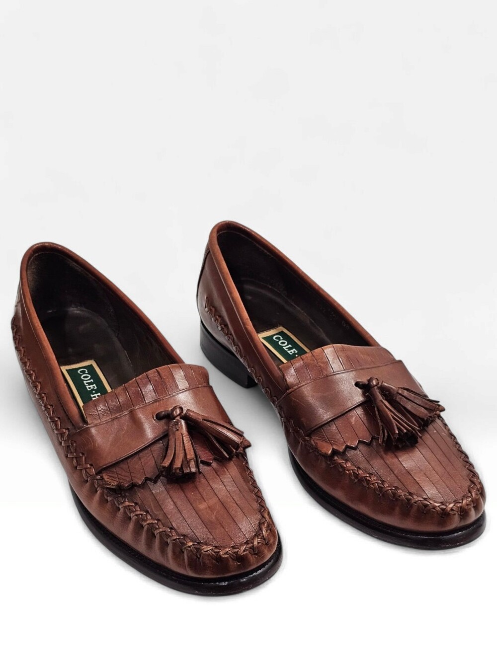 Vtg COLE HAAN Women Brown Leather Kiltie Tassel Loafers 7.5B
